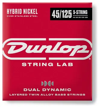 Jogo Cordas Baixo Elétrico 5 cordas Dunlop 45-125 Dual Dynamic Hybrid