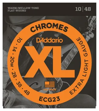 D'Addario ECG23 Chromes Flat Wound,Extra Light, Electric Guitar Strings 10-48