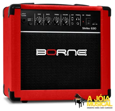 Borne Amplificador Cubo para Guitarra Borne Strike G30 Vermelho (i)