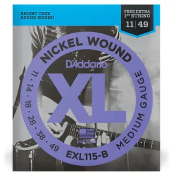 D Addario Cordas Para Guitarra D Addario Xl Nickel Wound Exl115-b .011-.049 Com Corda Extra Pl011