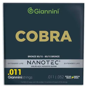 Cobra Encordoamento para Violão Giannini Nanotec Cobra Aço .011-.052