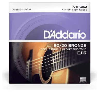d'Addario EJ13 Muta di corde per chitarra acustica Custom Light 011-052