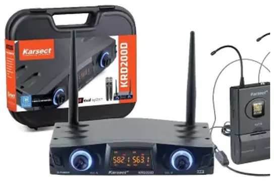 Karsect Microfone Karsect Sem Fio Duplo de Cabeça Krd200dh Uhf (4109)