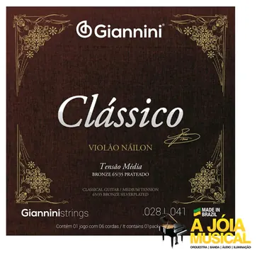 Giannini Encordoamento Giannini Clássico Nylon Tensão Média