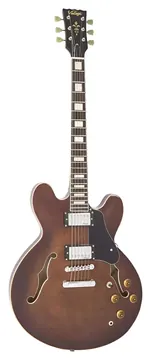 Vintage Reissued VSA500W Natural Walnut Semi-Hollow E-Gitarre