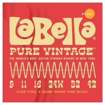 La Bella Pure Vintage Electric Guitar Strings - .009-.042, Extra Light, L-PV942