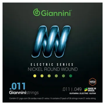 Giannini Encordoamento para Guitarra Giannini Nickel Round Wound GEEGST11 .011.049