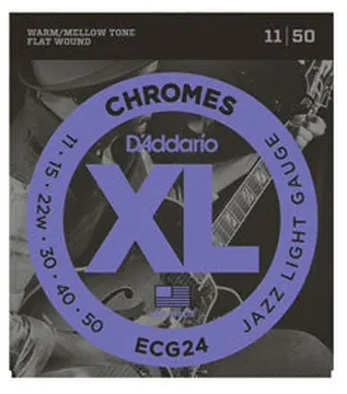 D'Addario ECG24 Chromes Flat Wound Jazz Light 11-50