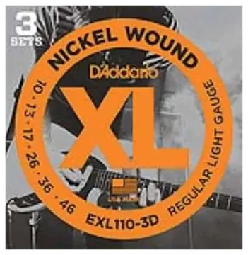D'Addario EXL110-3D 10-46 Regular Light, XL Nickel Electric Guitar Strings 3-Pack