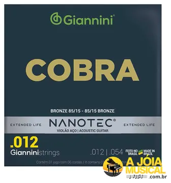 Giannini Encordoamento Giannini Cobra Nanotec 0.12 Violão Aço