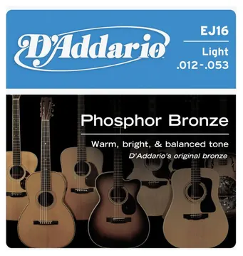 D'Addario EJ16 Phosphor Bronze Acoustic Guitar String Set | Light 12-53