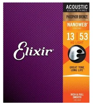 Corde Acustica Elixir 16182 Phosphor Bronze Nanoweb HD Light 013/53