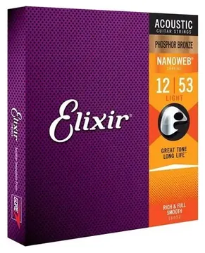 Elixir Encordoamento Elixir Light Nanoweb 12/53 Violão Acústico