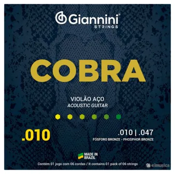 Giannini Encordoamento Giannini Cobra GEEFLEF Violão Aço Phosphor Bronze (.010 – .047)