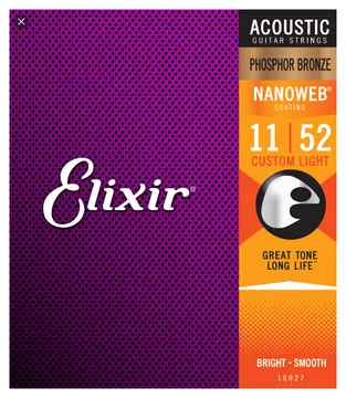 Elixir Custom Light (.11-.52) Acoustic Phosphor Bronze w/NANOWEB Coating