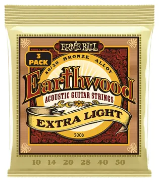 Ernie Ball P03006 Earthwood Phosphor Bronze Extra Light 10-50 (3 Set)