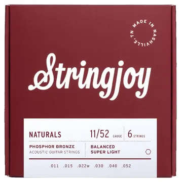 Stringjoy Naturals Super Light Gauge (11-52) Phosphor Bronze Acoustic Guitar Strings