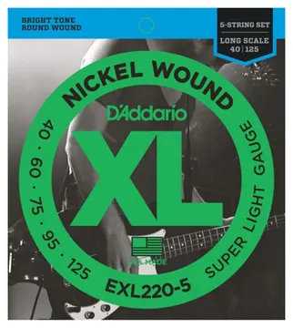 D'Addario 40-125 Super Light 5-String, Long Scale, XL Nickel Bass Strings