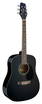 Stagg SA20D BLK Zwarte dreadnought gitaar met lindehouten top