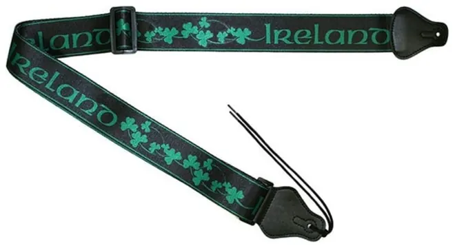 Ireland Shamrock Guitar Strap Green On Black