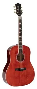 Richwood Heritage Series Guitar Dreadnought with Solid Spruce Top - Trans Red, HSDS-42-TRD