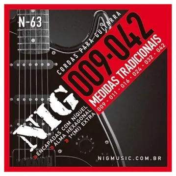 NIG Encordoamento NIG Para Guitarra N-63 - Calibre .009 - .042