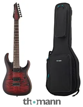 Harley Benton Amarok-7 BKRD Quilted B Bundle