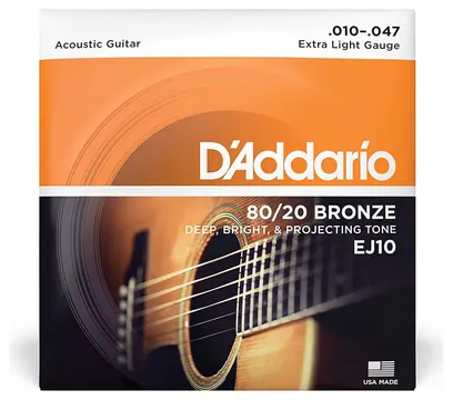D'Addario EJ10 Extra Light 80/20 Corde x Chitarra Acustica 10-47 in Bronzo