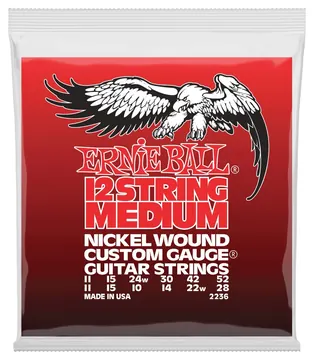Ernie Ball 2236 Medium Nickel 12-String Saiten für 12-Saitige E-Gitarre, .011-.052