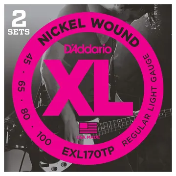 D'Addario EXL170TP Nickel Wound Bass, Light, 45-100, Long Scale TWIN PACK
