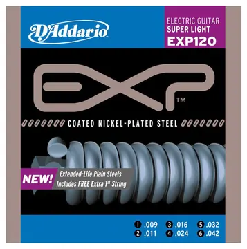 DAddario EXP120 Coated Super Light 009-042 Nickel Round Wound. Saiten für E-Gitarre /AL