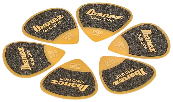 Ibanez PPA16HSG-YE Plektren 1,0mm Sand Grip 6 Stück Heavy Yellow