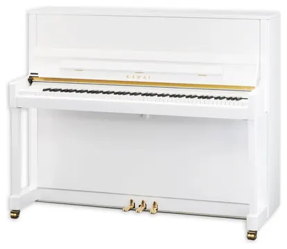 Piano Vertical Kawai K300 WH 122cm Branco Polido 3 Pedais