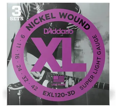 D'Addario EXL120-3D - XL Electric Nickel Wound 3er Pack | 009-0042