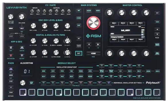 ASM Ashun Sound Machines Synthesizer ASM Leviasynth Desktop digitaler Desktop-Synth, 16 Stimmen