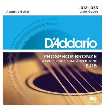 D'Addario EJ16 Light Gauce Corde x Chitarra Acustica 012-053 Phosphor Bronze