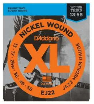 D'Addario Nickel Wound Jazz Medium Electric Guitar Strings,13-56, EJ22