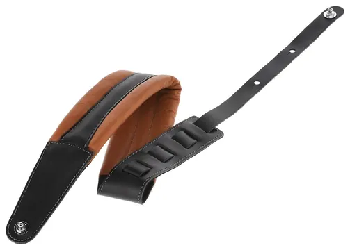 Gewa 531.393 Gitarrengurt Prestige 85 padded Security Locks Ledergurt (85mm), dry sand/black