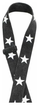 DAndrea LIS RO D03 Lock-It Strap 2 Baumwoll Gitarrengurt (51mm), Black Star