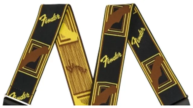 Fender WeighLess Monogram Strap Black Yellow Brown