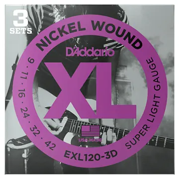 D'Addario EXL120-3D Super Light Electric Guitar String 3-Pack