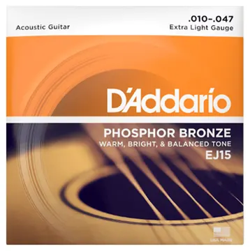 D'Addario EJ15 Extra Light Acoustic Guitar Strings Bronze