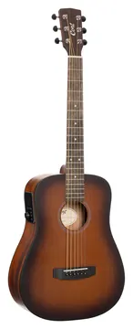 Cort Westerngitarre, Earth Mini GO, Open Pore Brown Burst, Preamp, Gigbag, COETMGOOPBBG