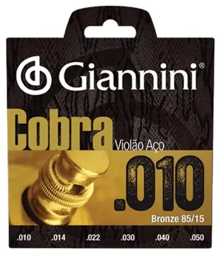 Encordoamento Cordas Giannini Cobra Violão Aço .010