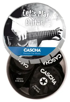 Cascha HH 2295 Guitar Pick Set Box Heavy 0,96mm Plektren (24Stück) inkl. Metallbox