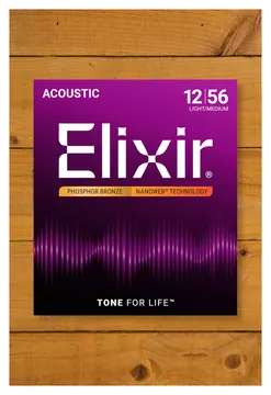 Elixir Nanoweb Coated Acoustic Guitar String Set, Phosphor Bronze, .012-.056