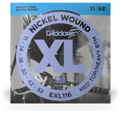 D'Addario EXL116 Nickel Wound Electric Guitar Strings Med Top/Heavy Bottom 11-52