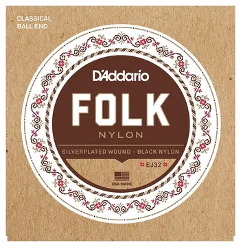 D'Addario EJ32 Folk Nylon Silver Ball End Guitar Strings