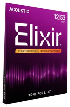 Elixir Acoustic Guitar Strings 12-53 Elixir Phosphor Bronze Nanoweb 100% Genuine