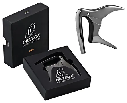 Ortega OCAPOCV-BCR One Touch Curved Kapodaster E-Gitarre/Westerngitarre, black chrome